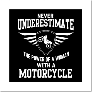 The power of a woman with a motorcycle Posters and Art